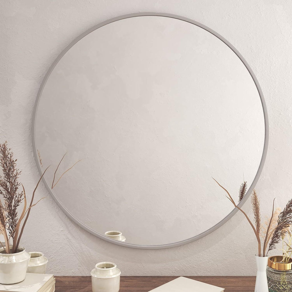 Silver Round Wall Mirror | 36 in.