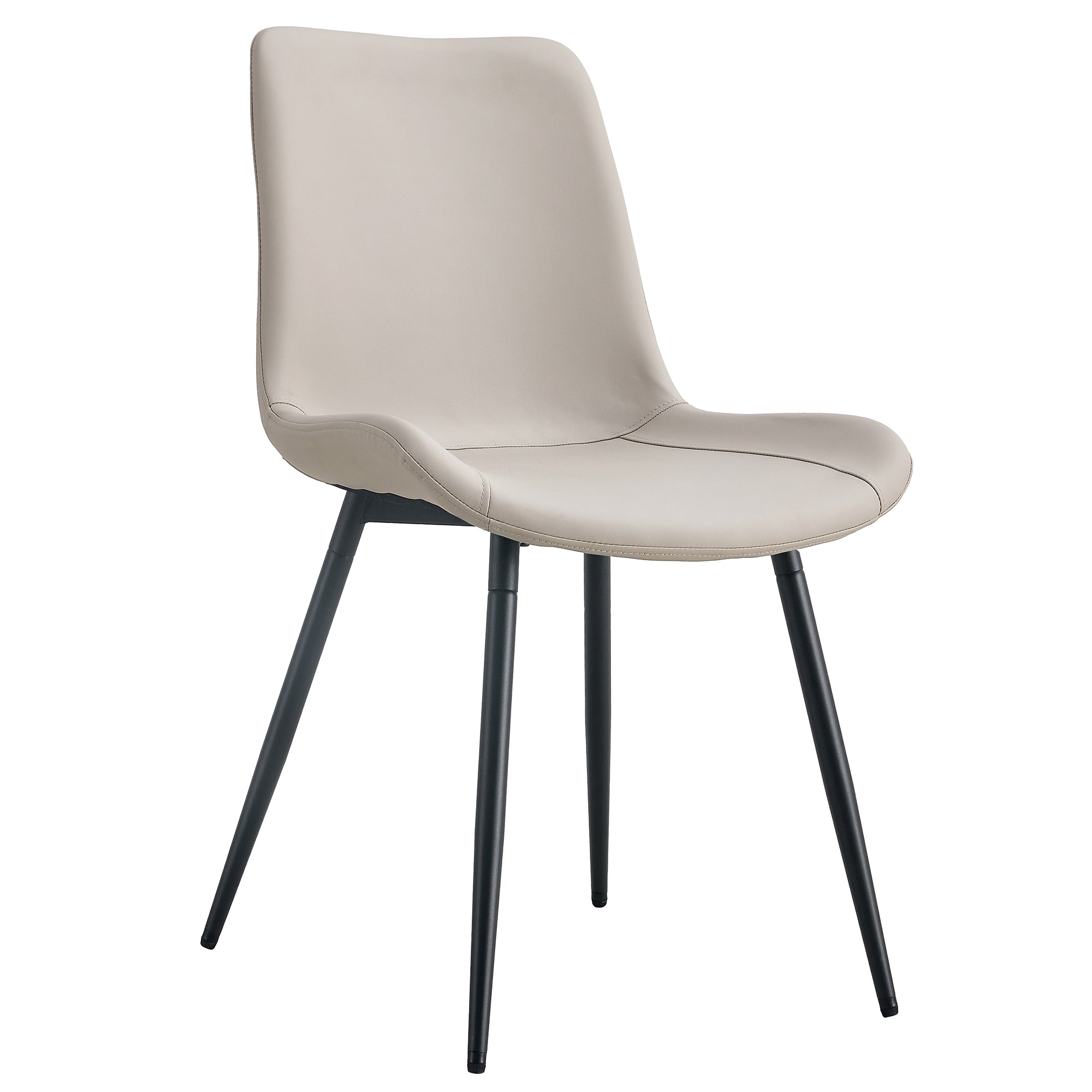 Chic Light Gray Faux Leather Dining Chair with Black Metal Legs and