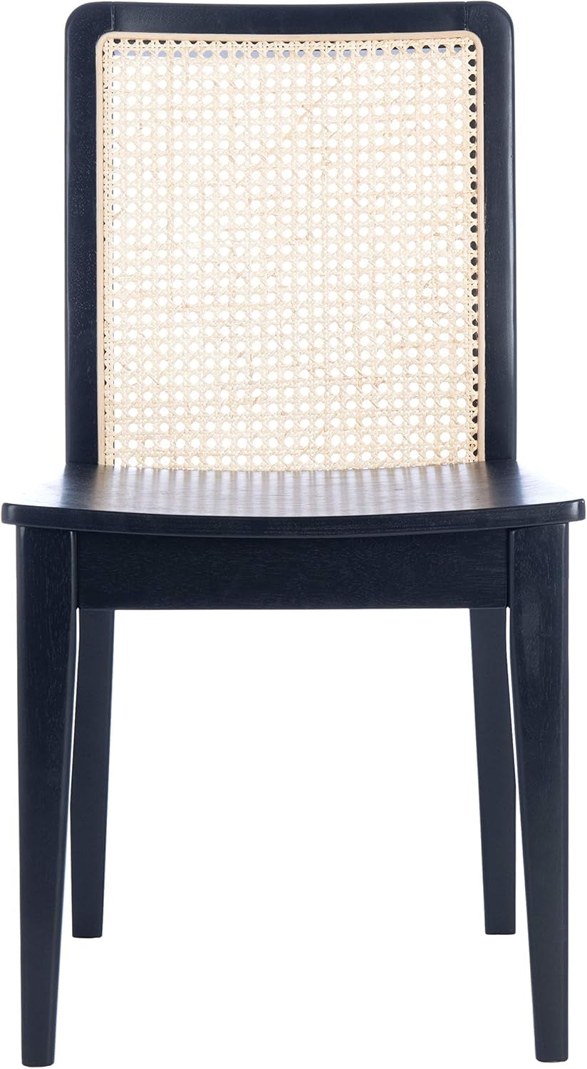 Dining Chairs Set Of 2 Black Natural Rattan Back For Dining Room