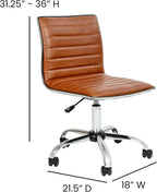 Brown Vinyl Office Task Chair With Chrome Frame Modern