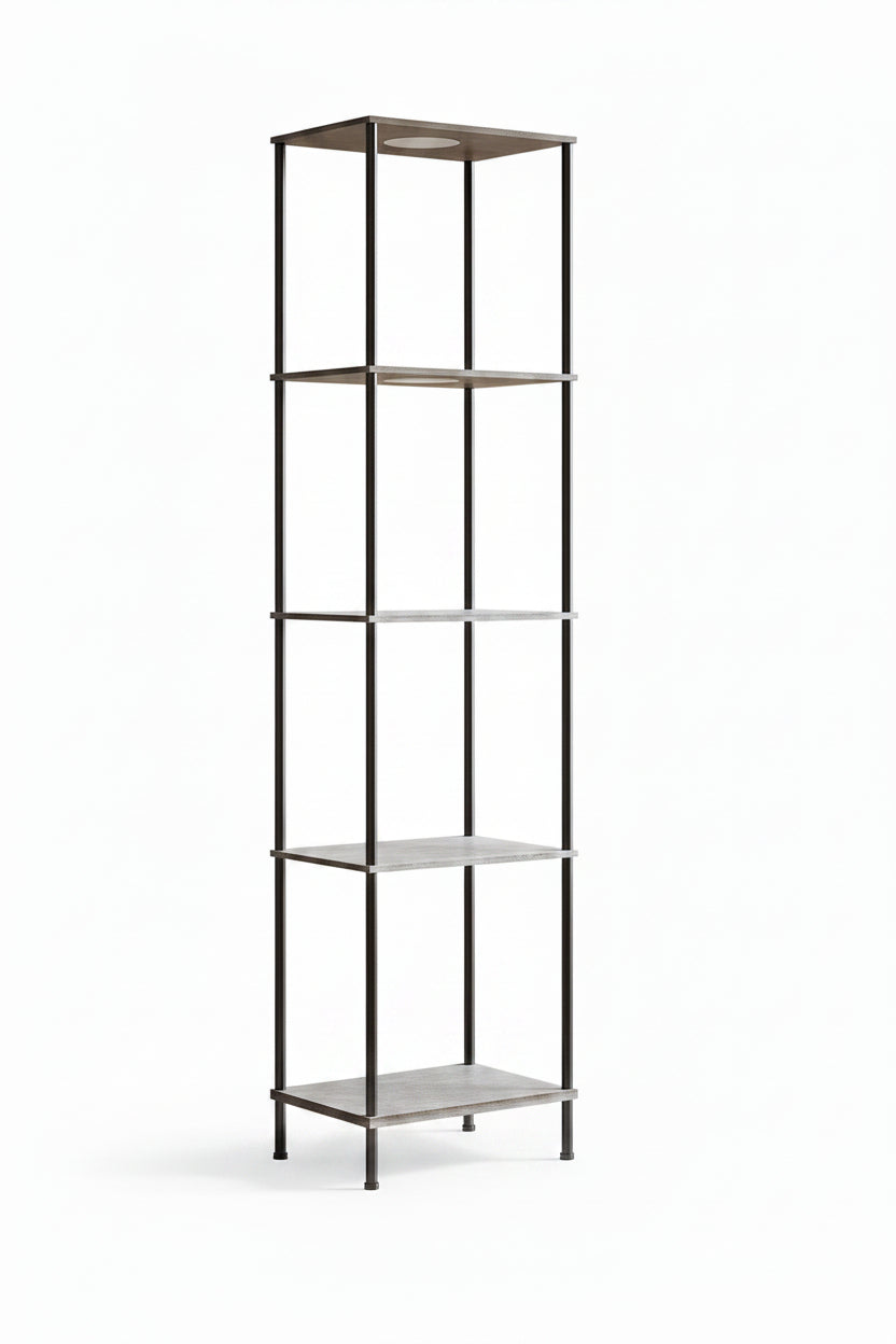 Display Shelf Floor Lamp With RGBW Light Gray Five Tier