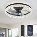 20 Inch Black Ceiling Fan With Lights And Remote, Dimmable, Flush