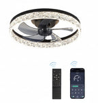 20 Inch Black Ceiling Fan With Lights And Remote, Dimmable, Flush