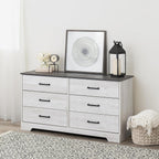 Washed White Farmhouse Dresser 6 Drawer Chest 53 Inch Wide