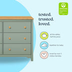 Shea Six Drawer Dresser Light Sage And Honey For Nursery