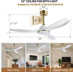 52 Inch Ceiling Fan With DC Motor And Remote Control