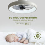 20 Inch Flush Mount Ceiling Fan With Lights Remote White Dimmable LED