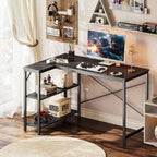 47 Inch L Shaped Desk With Reversible Shelves Carbon Fiber