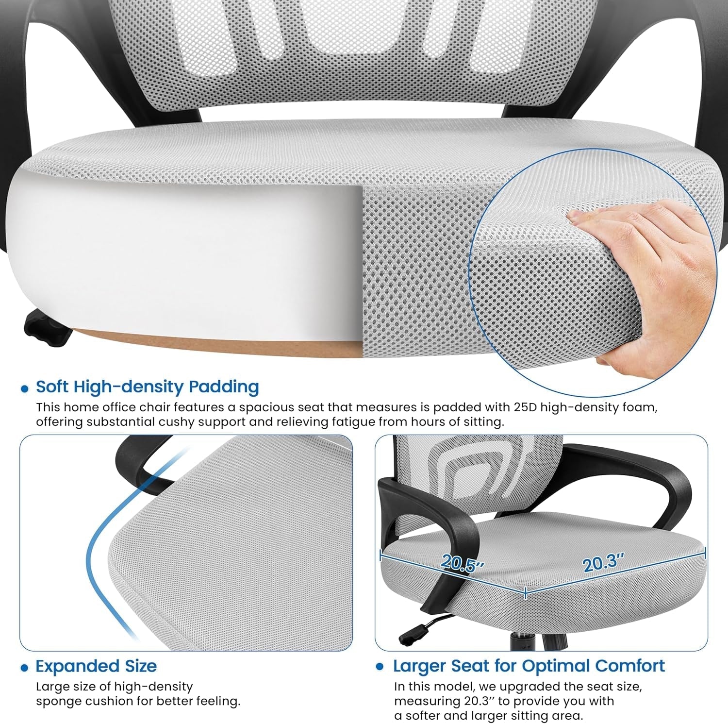 Grey Ergonomic Mesh Office Chair With Lumbar Support