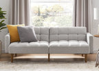 Gray Fabric Twin Futon Sofa Bed With Arms For Small Rooms