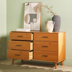 Walker Edision 6-Drawer Dresser In Solid Pine Wood With Metal Handles