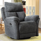 Swivel Rocker Recliner Chair Gray Fabric For Small Spaces