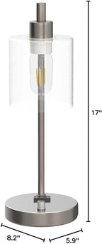 Set Of 2 Industrial Table Lamps With Glass Shade And Stepless Dimming