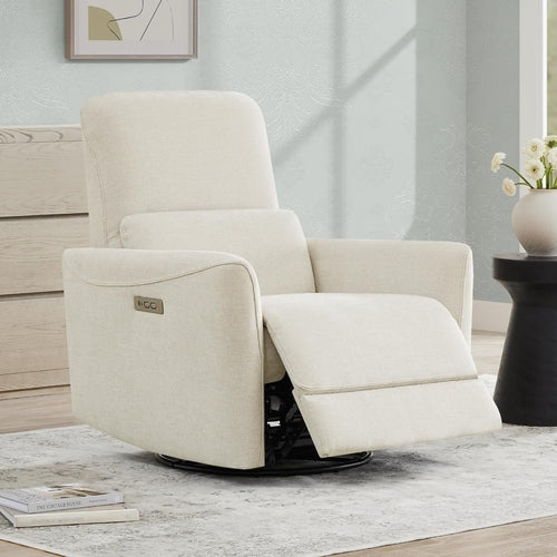 Power Recliner Chair With Linen Upholstery Lumbar Support