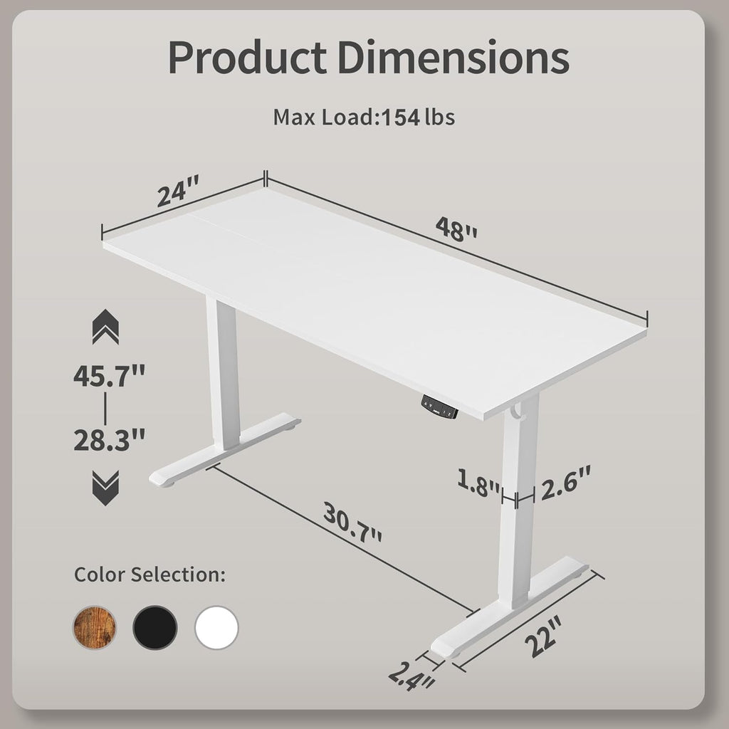 Electric Standing Desk 48x24 Height Adjustable Unit