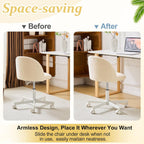 Armless Teddy Fleece Office Chair With Wheels – Creamy Beige