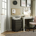 Compact Black Mobile Filing Cabinet Lockable With Drawers