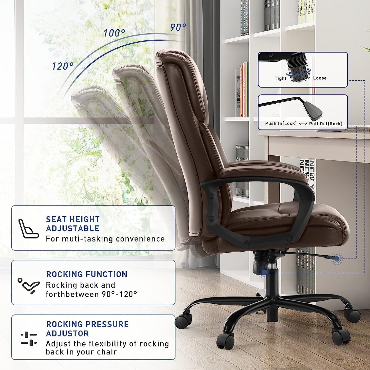 Ergonomic Leather Executive Office Desk Chair
