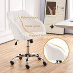 Ivory Upholstered Desk Chair With Adjustable Tilt Angle