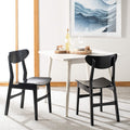 Retro Black Wood Dining Chairs — Set of 2
