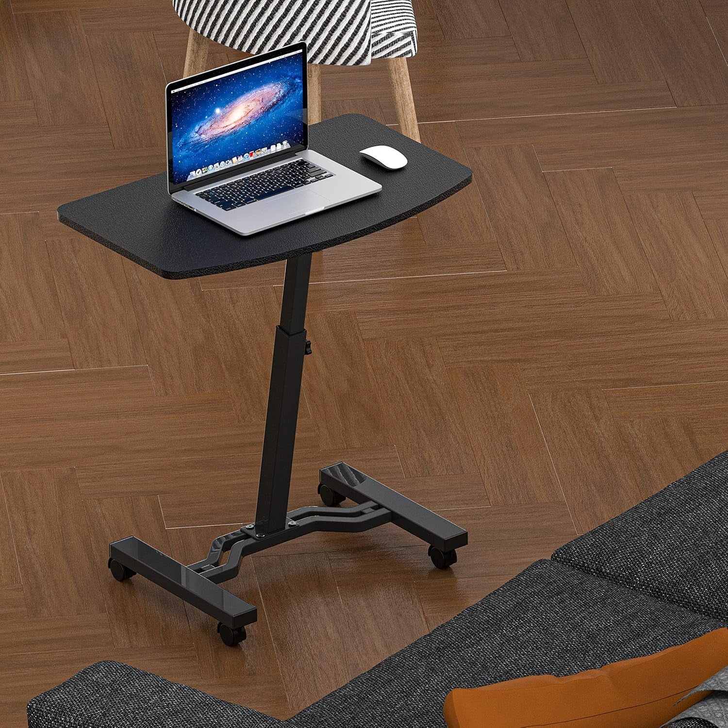 Height Adjustable Mobile Laptop Cart 28 To 33 Inches Black