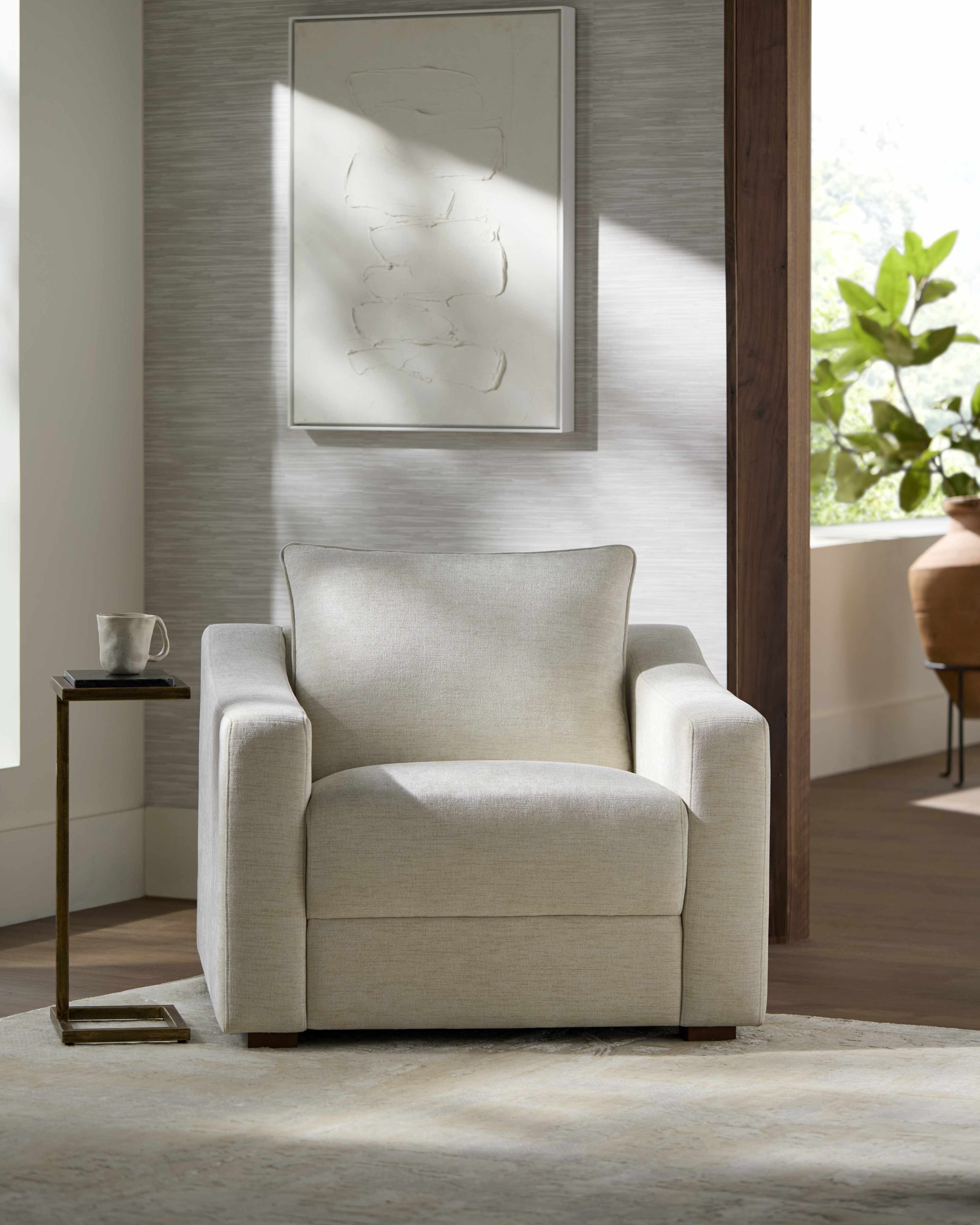 Contemporary Scandinavian-style chair, sleek minimalist seating, armchair in a room