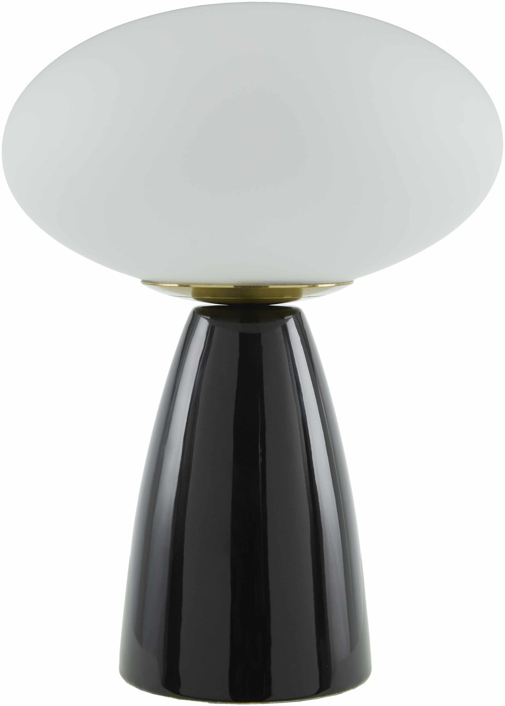 Contemporary Table lamp with white shade and black base on a white background