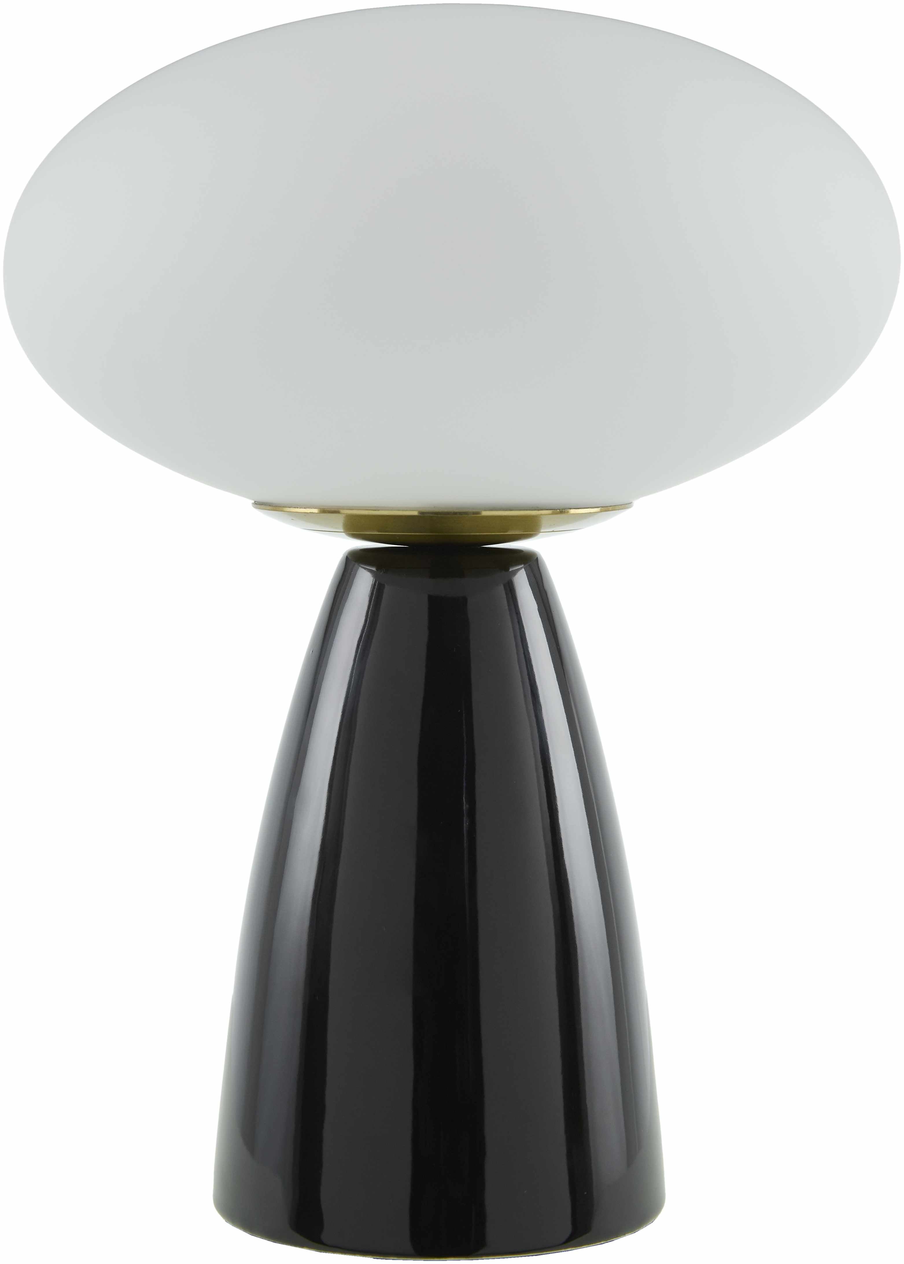 Contemporary Table lamp with white shade and black base on a white background