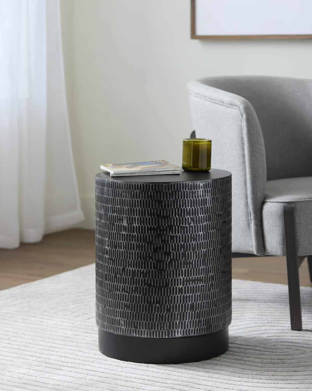 Contemporary black metal side table for living room or bedroom 