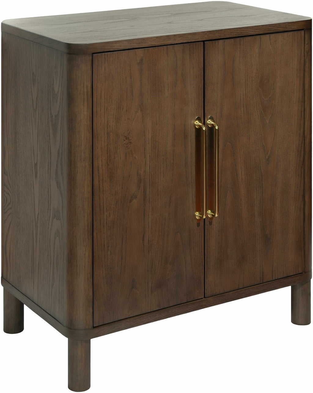 Durable Ash Wood Cabinet with Sleek Dark Brown and Red Finish