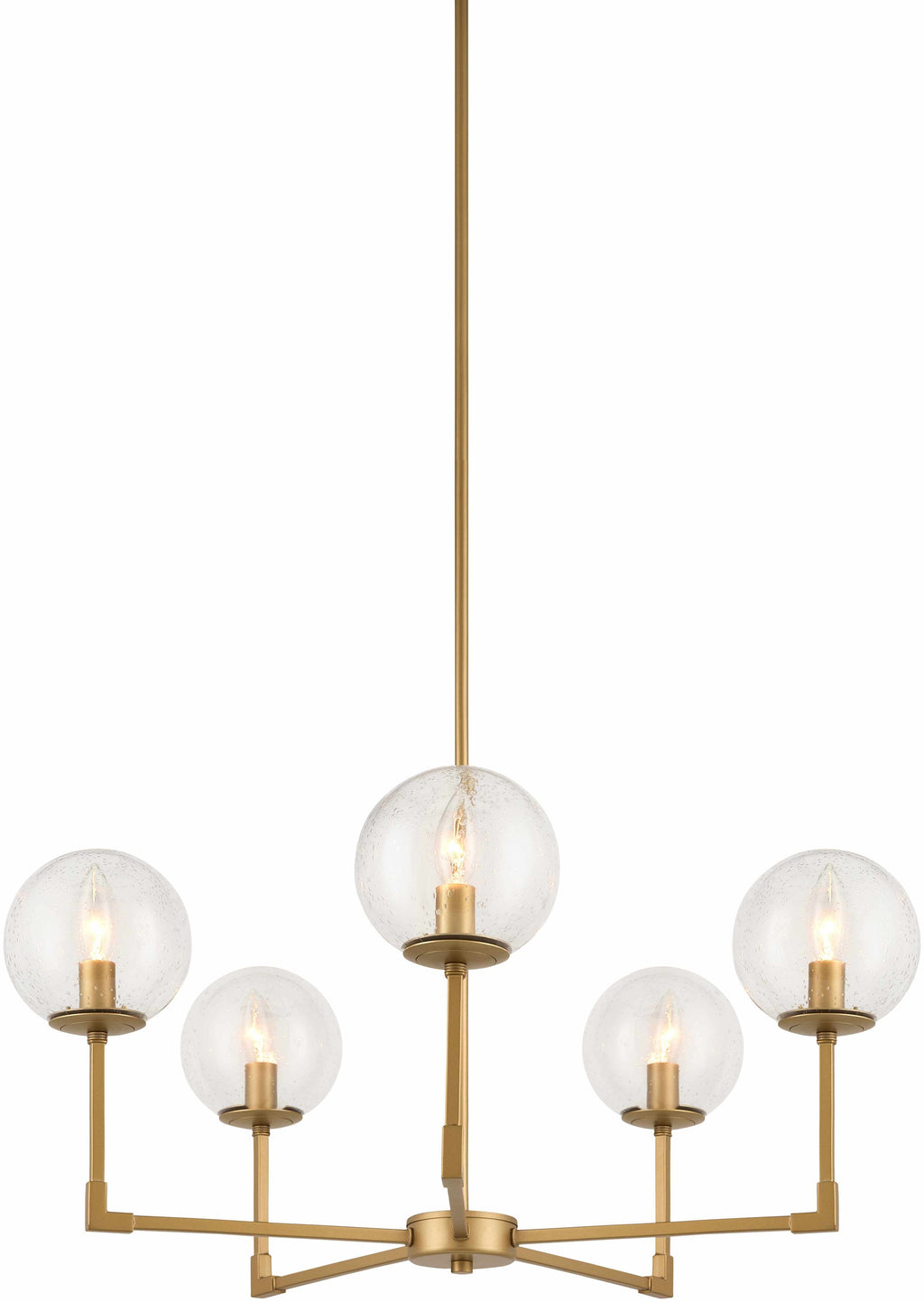 Elegant Gold Ceiling Chandelier with 5 Lights on a white background