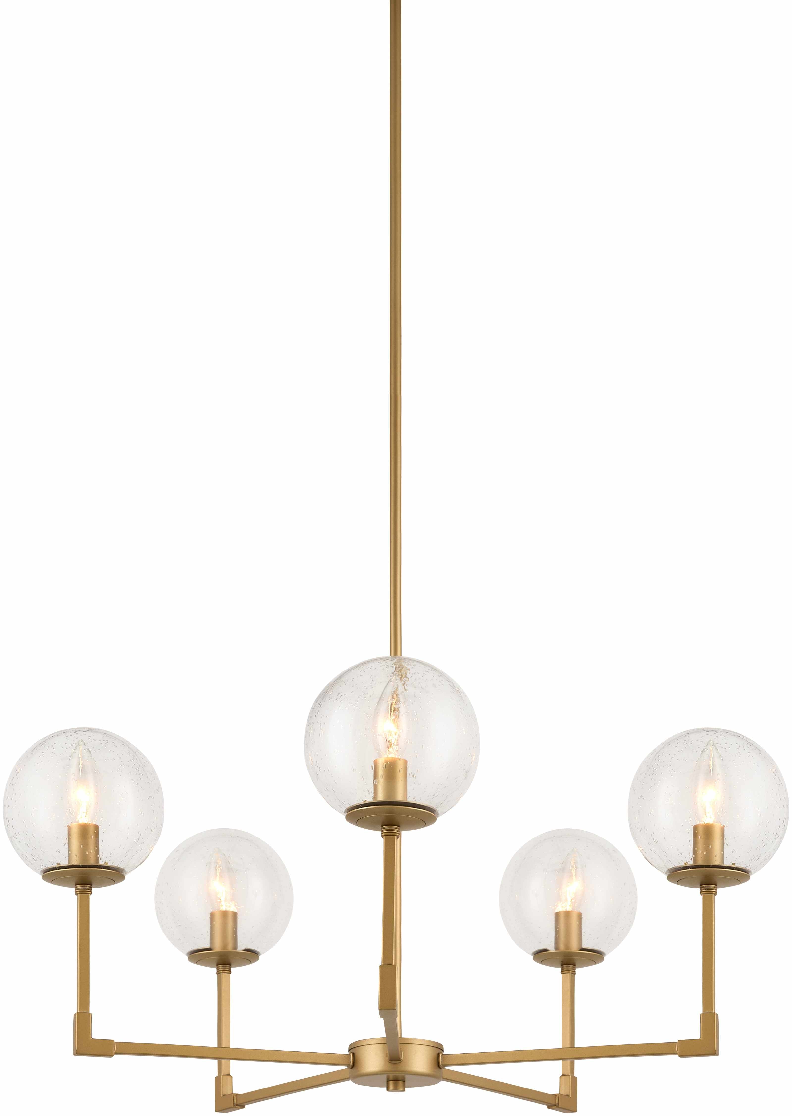 Elegant Gold Ceiling Chandelier with 5 Lights on a white background
