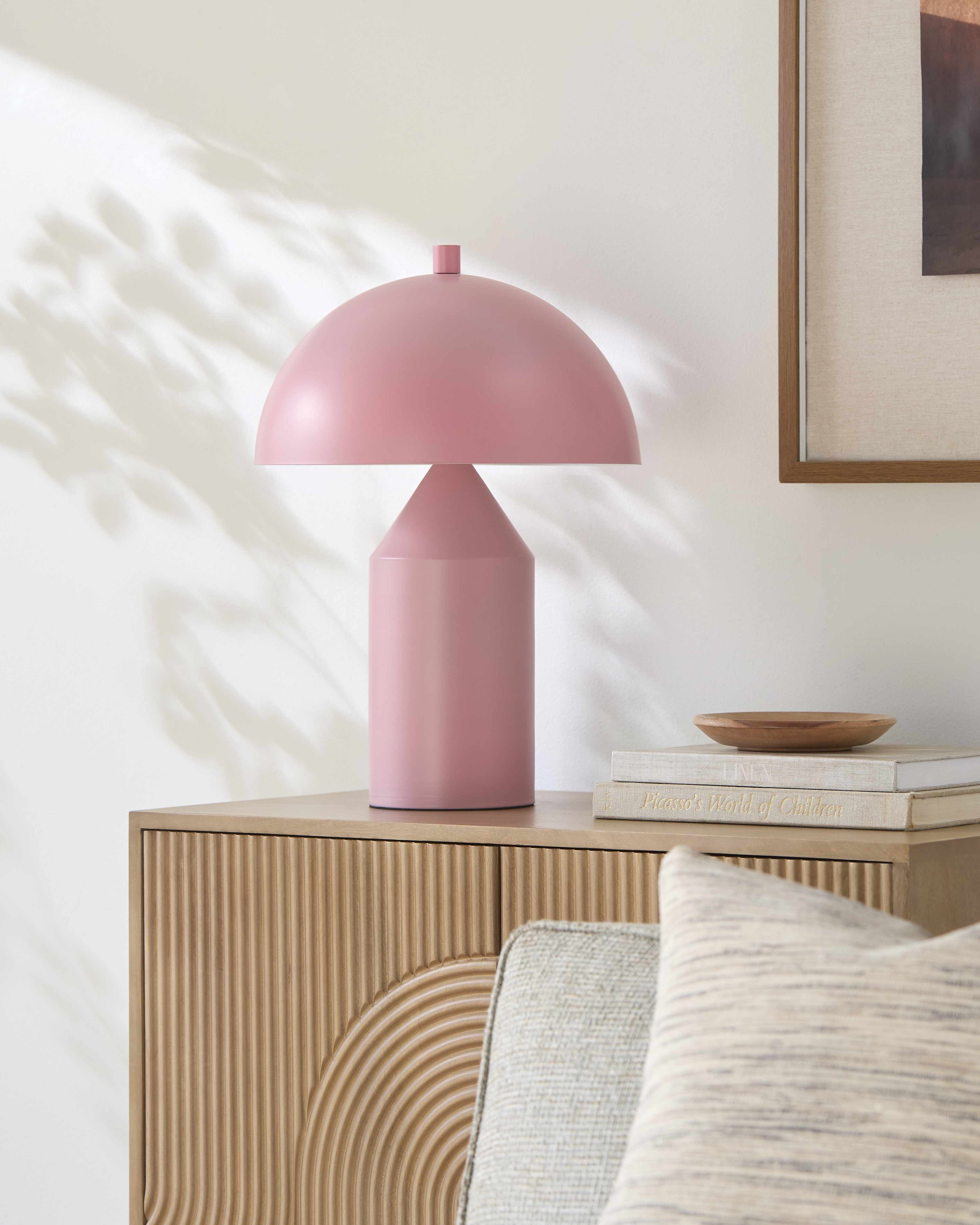 Contemporary Pink Table Lamp Metal Shade-4