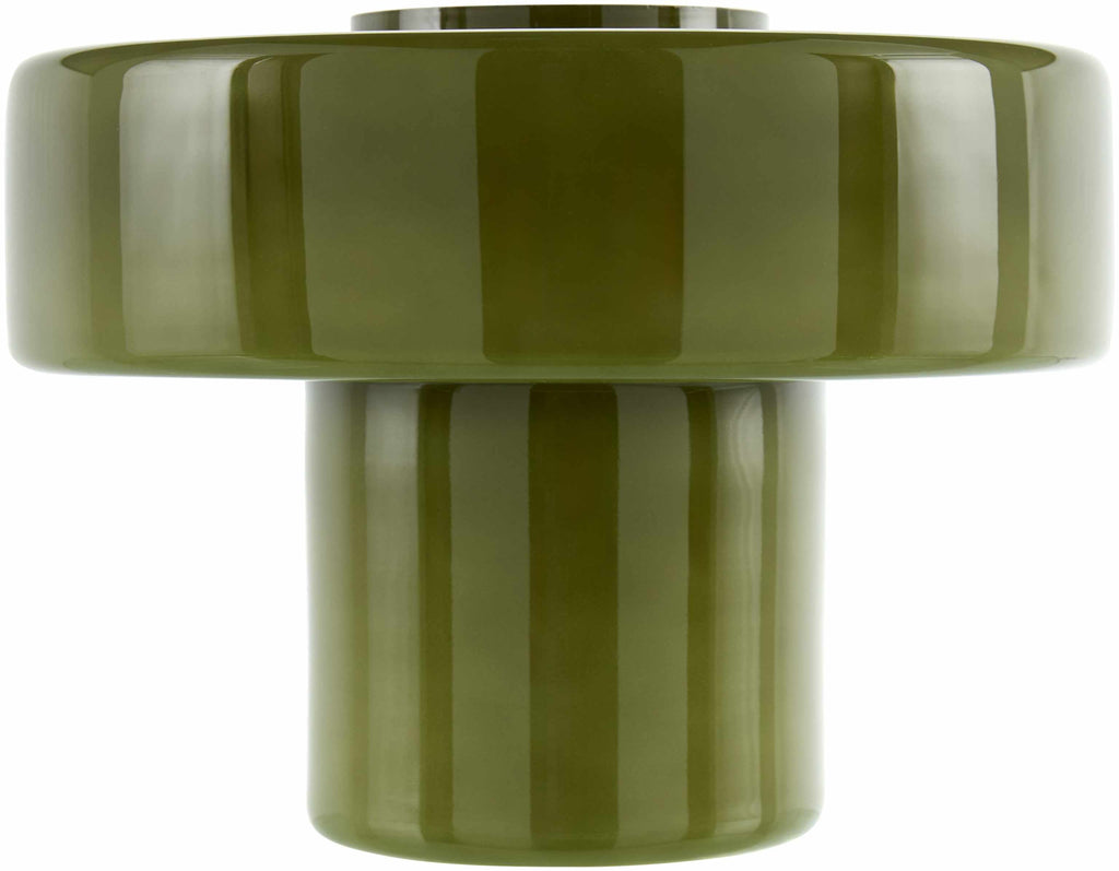 Green yellow contemporary accent table lamp with ribbed texture on a white background
