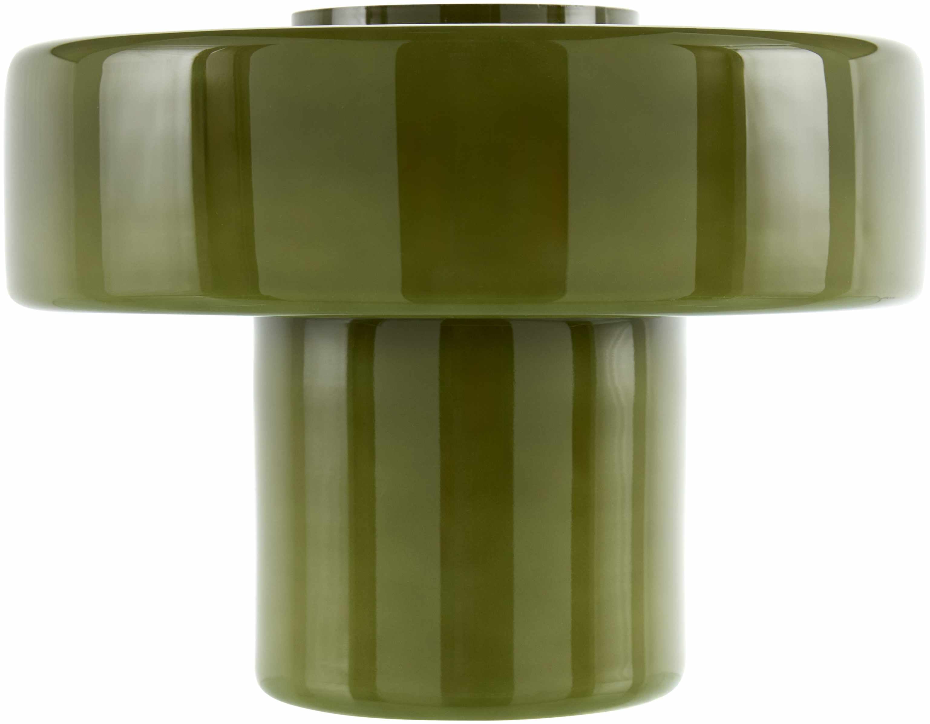 Green yellow contemporary accent table lamp with ribbed texture on a white background