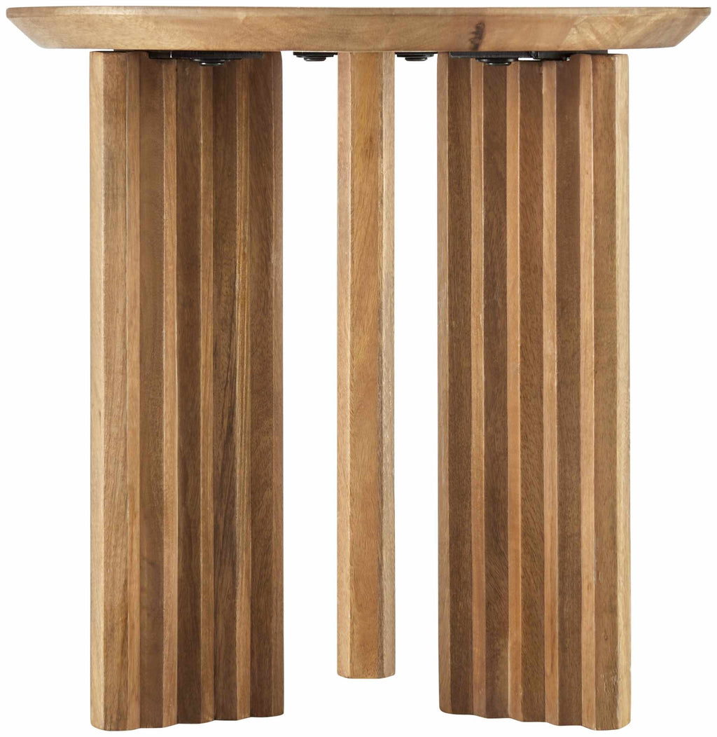Hand‑crafted mango wood end table with solid base and warm natural grain minimalist modern design