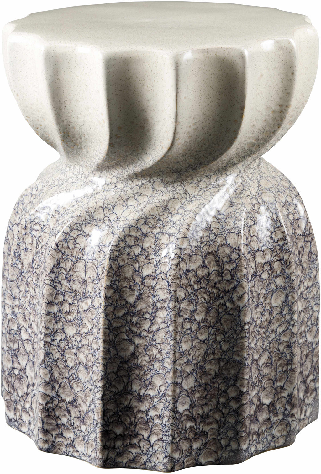 Handcrafted ceramic stool with organic textures and modern minimalist design