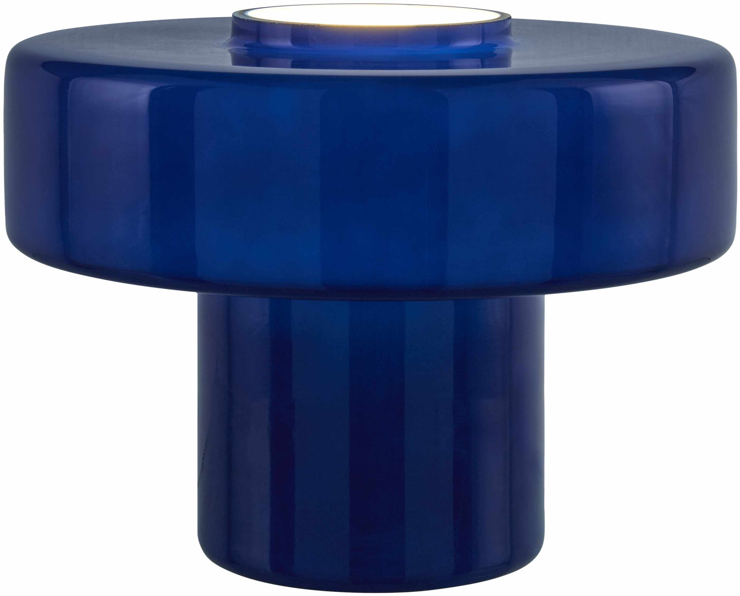 Contemporary Geometric Glass Bedside Table Lamp for Bedroom Nightstand - Modern End Side Lighting for Living Room Navy-5