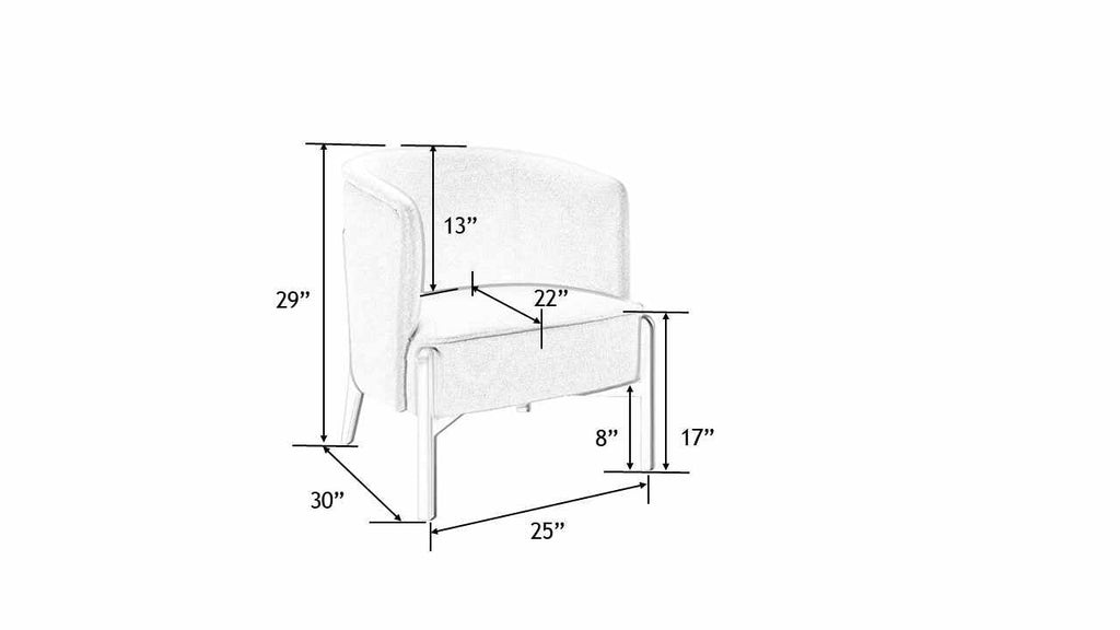 Measurement chart of a chair with dimensions labeled in inches on a white background
