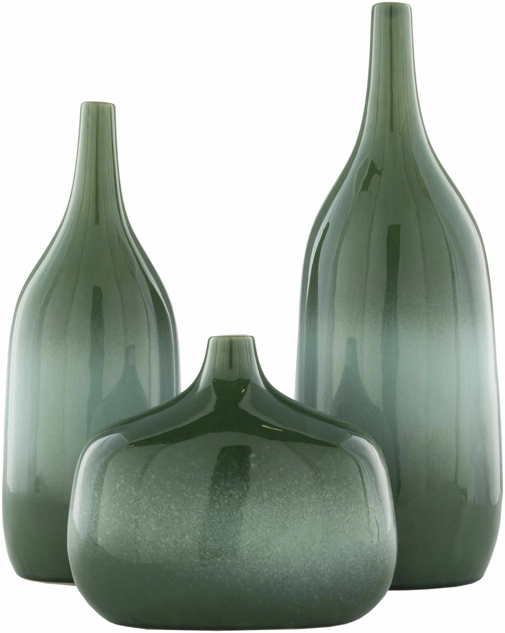 Modern Green Ceramic Decorative Accent Set Scandinavian Minimalist Style Contemporary