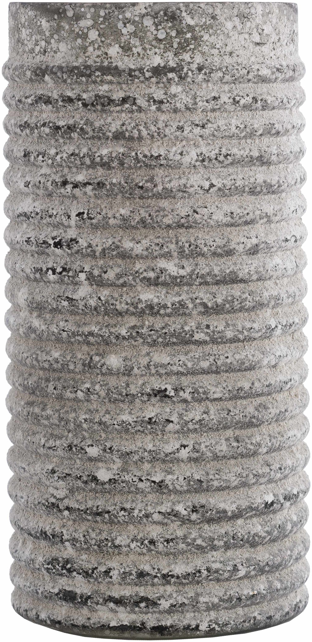 Modern  contemporary cylindrical glass vase with textured gray finish for modern interiors