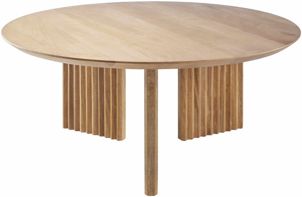 Modern mango wood coffee table with natural grain texture