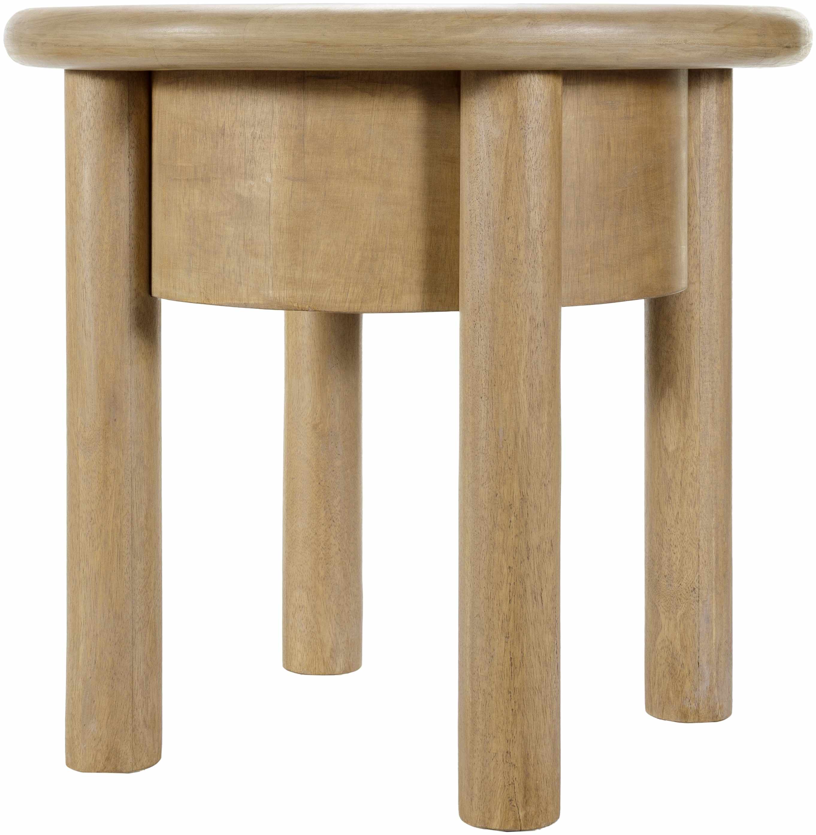 Contemporary side table crafted from solid mango wood Minimalist neutral-toned end table for modern and cozy interiors Natural wood accent table in warm beige tone for living room décor in a living room