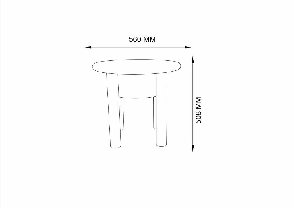 Modern mango wood end table with minimalist Scandinavian design drawing