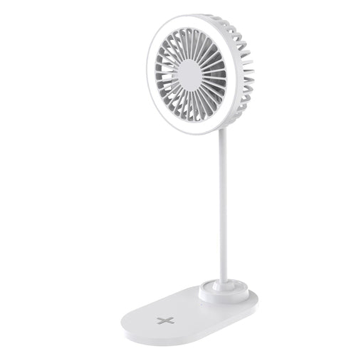 ZTECH IllumiBreeze LED Desk Fan with Wireless Charging Base – White