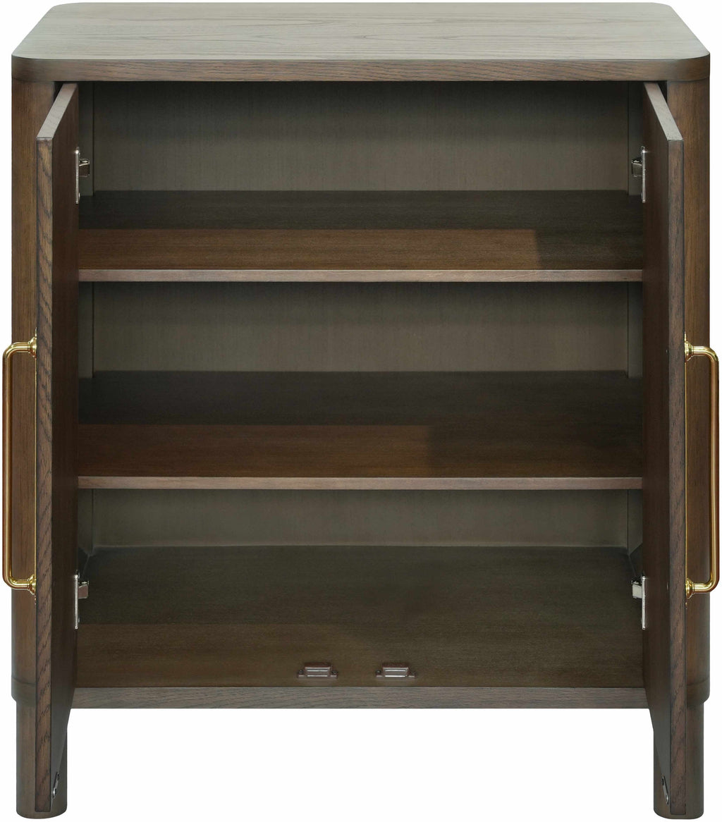 Premium Ash Wood Cabinet with Rich Dark Brown and Red Tones opened