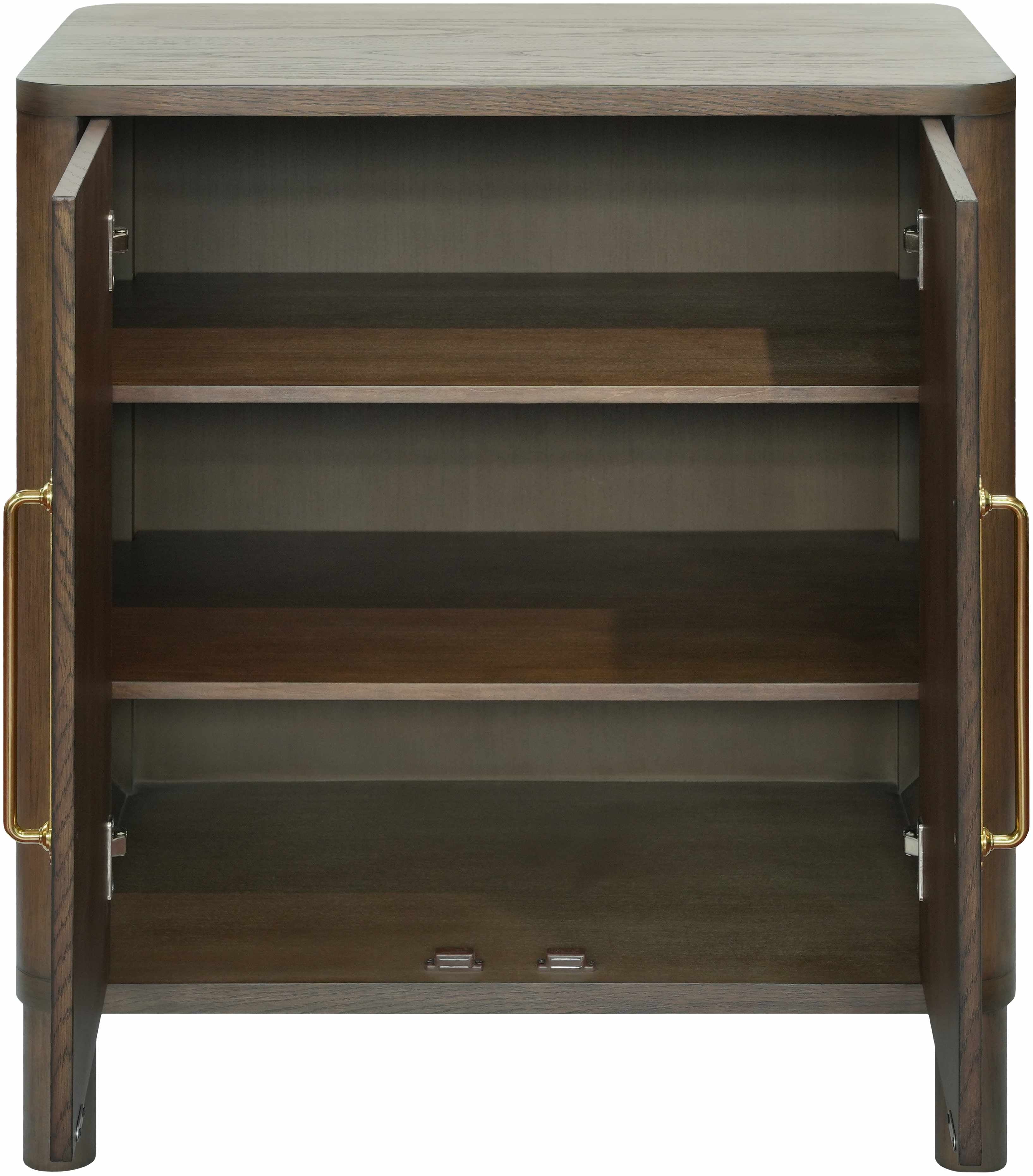 Premium Ash Wood Cabinet with Rich Dark Brown and Red Tones opened