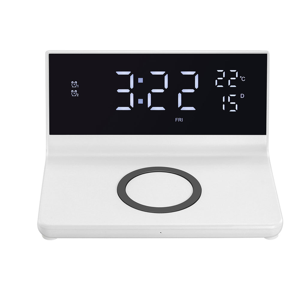 ZTECH ChargeX Pro Wireless Charging Alarm Clock – White