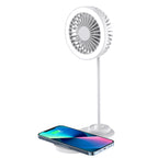 ZTECH IllumiBreeze LED Desk Fan with Wireless Charging Base – White