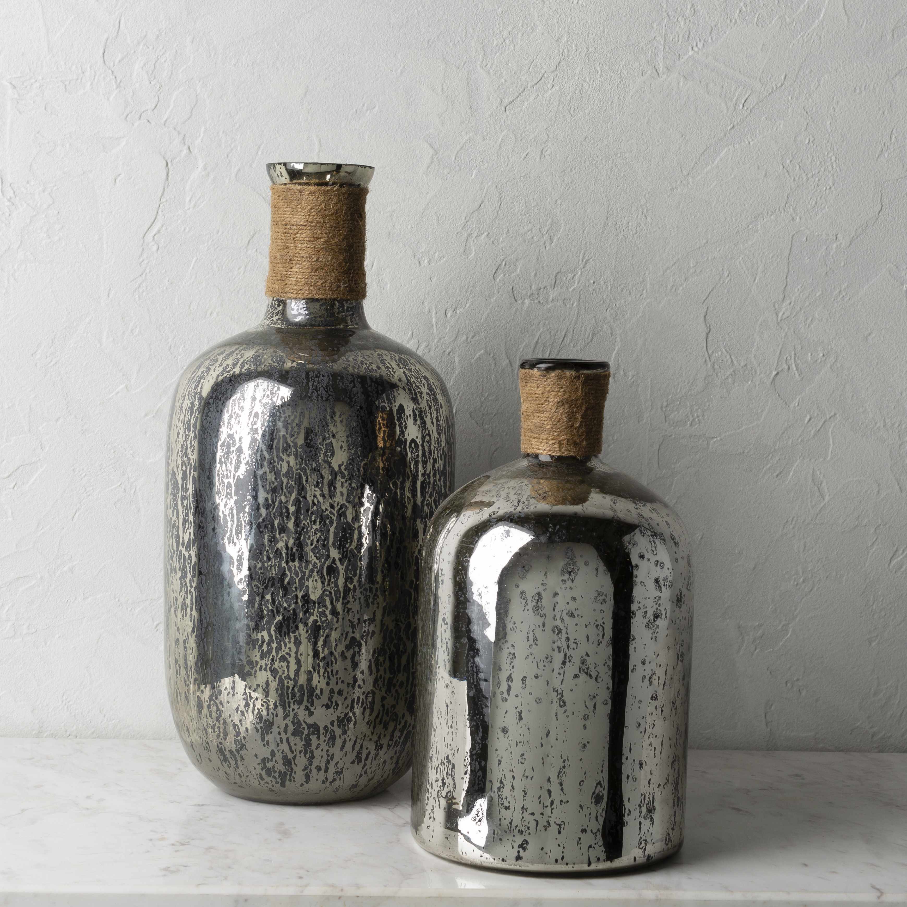 Rustic modern glass vase with metallic splatter texture decorative centerpiece